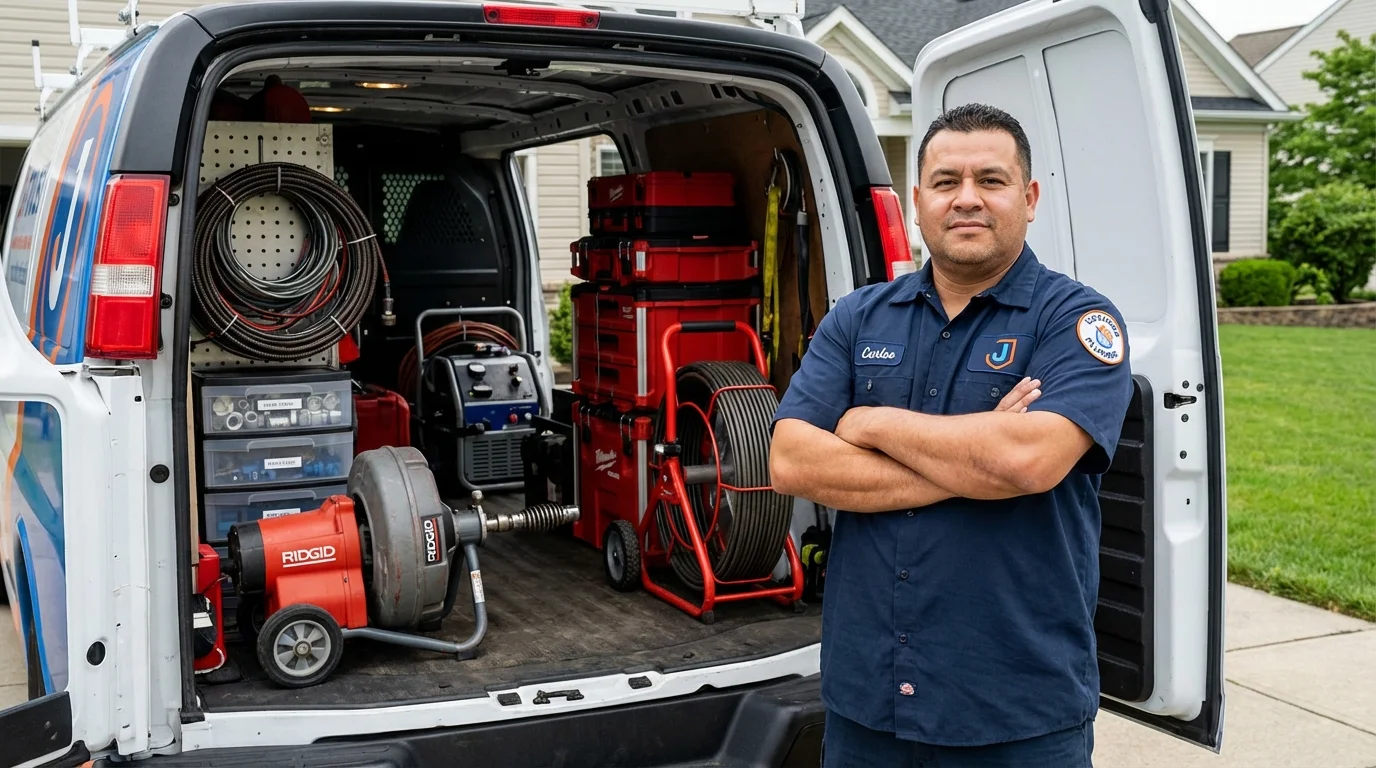 Professional drain cleaning equipment and Johns Plumbing LLC plumber in Somerville